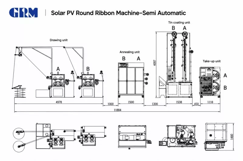 Semi-automatic PV round wire machine configuration